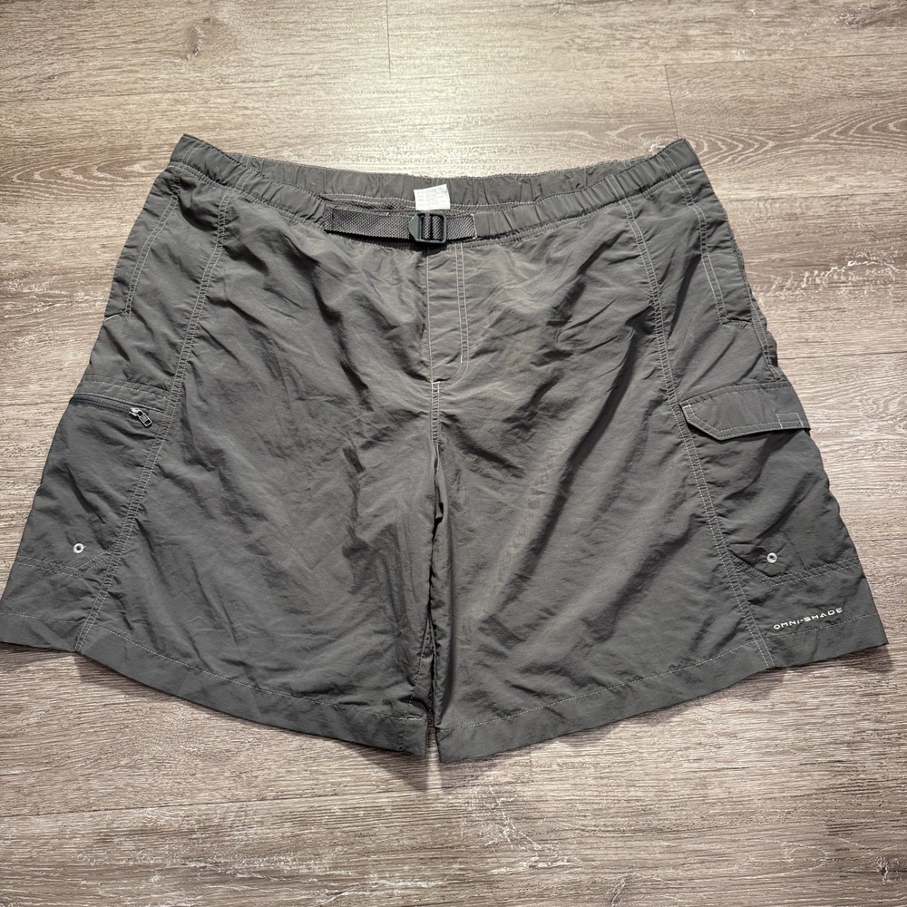 Columbia Shorts Mens XXL Gray Belted Mesh Lined Omni-Shade Hike Swim River Short